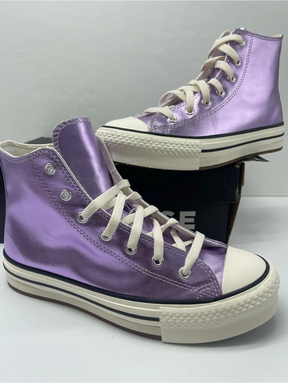 Converse CTAS EVA LIFT HI PURPLE/EGRET/BLACK A13449C Platform Sneakers